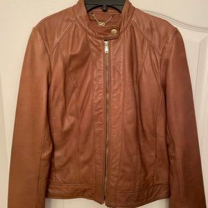cole haan -lambskin leather moto jacket hickory small New without Tags